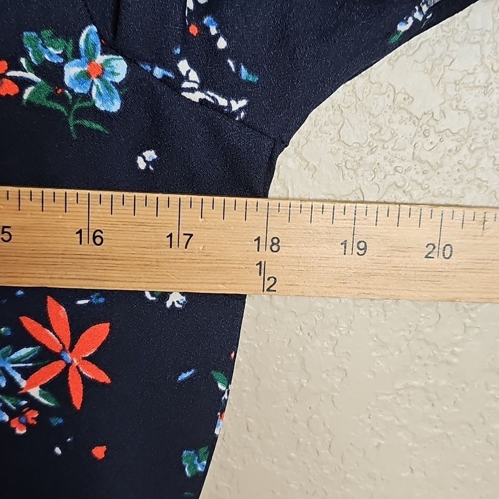 Banana Republic Navy Floral Print Tie Waist Fit N Flare Flutter Sleeve Dress 6 - Picture 7 of 7